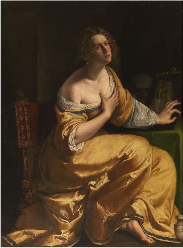 artemisia gentileschi, conversione della maddalena, 1613, 1615, firenze, gallerie degli uffizi, palazzo pitti, galleria palatina