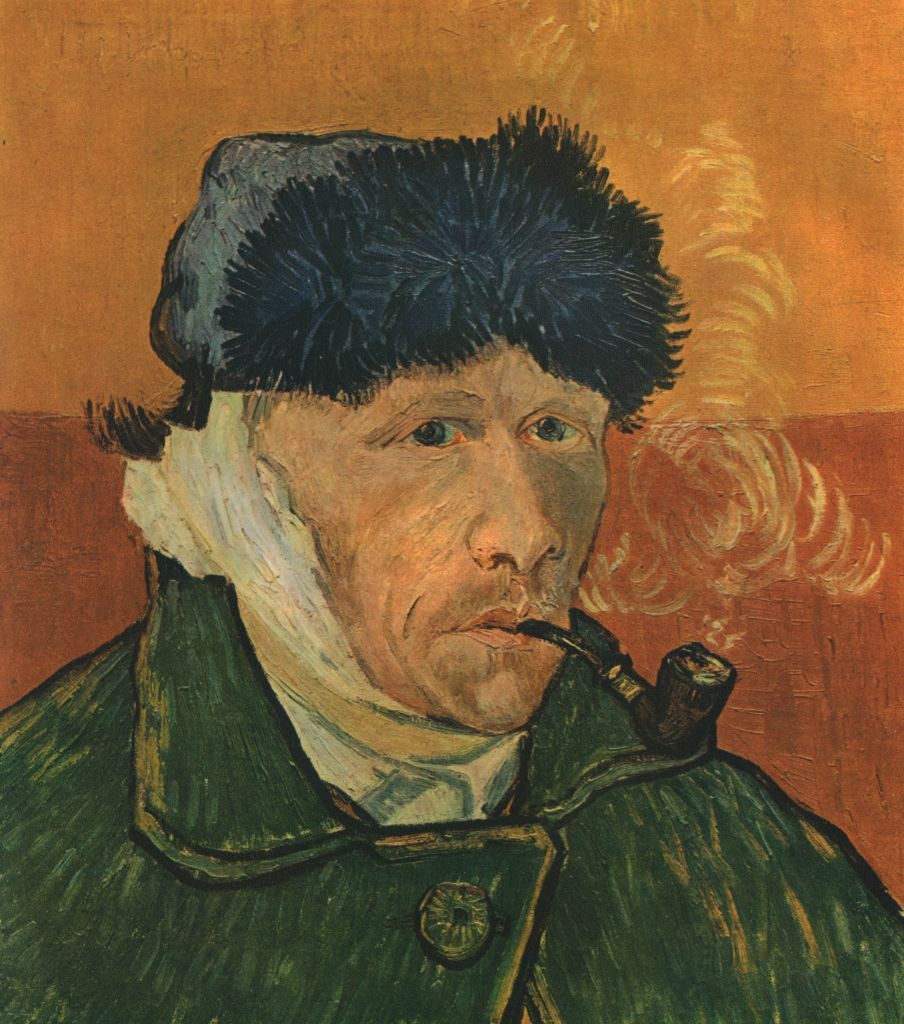 self portrait with bandaged ear and pipe