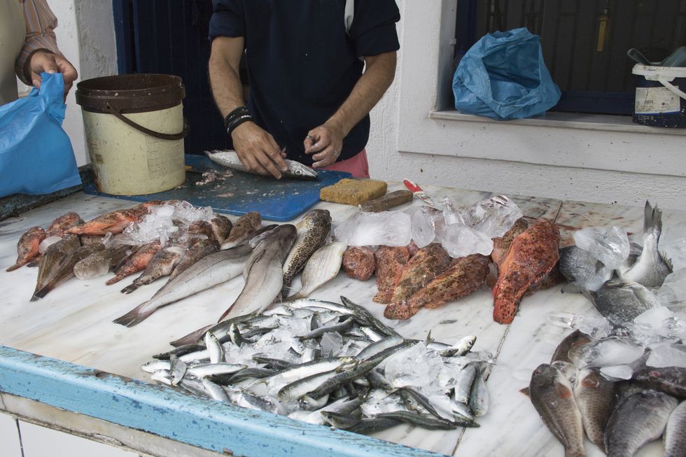Selling fresh fish at a street stall on Spetes