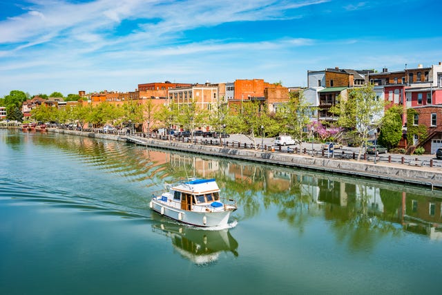 seneca falls and cayuga–seneca canal in upstate new york state usa