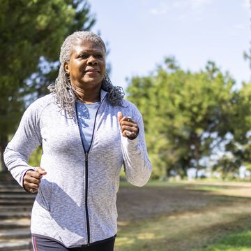 senior black woman running