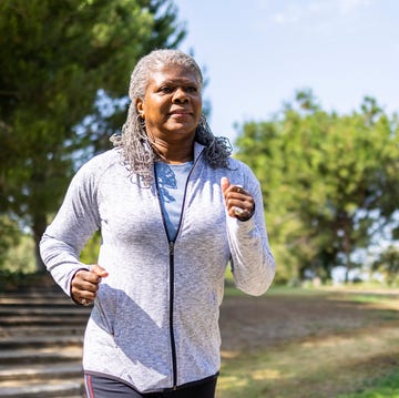 senior black woman running