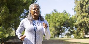 senior black woman running