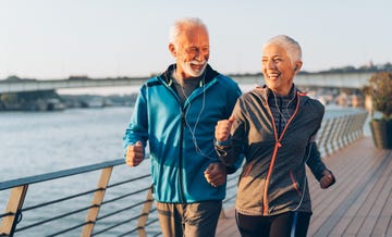 senior couple jogging