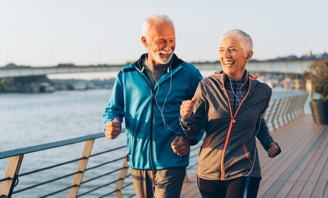senior couple jogging