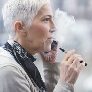 vaping may lead to prediabetes blood sugar rise senior female using electronic cigarette