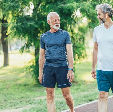 senior friends jogging