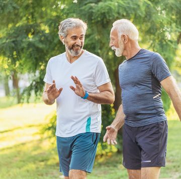 senior friends jogging