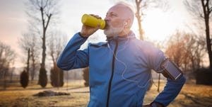 senior man hydrating