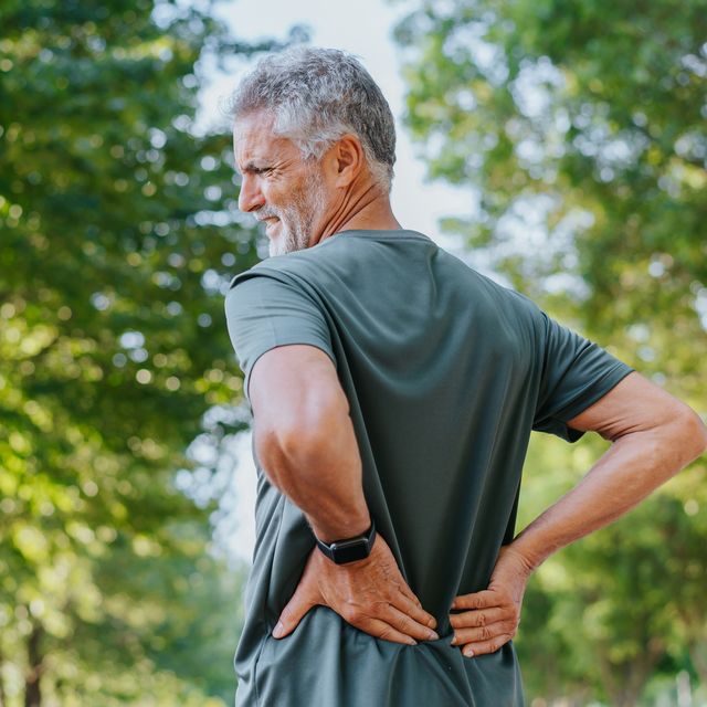 senior men with back pain