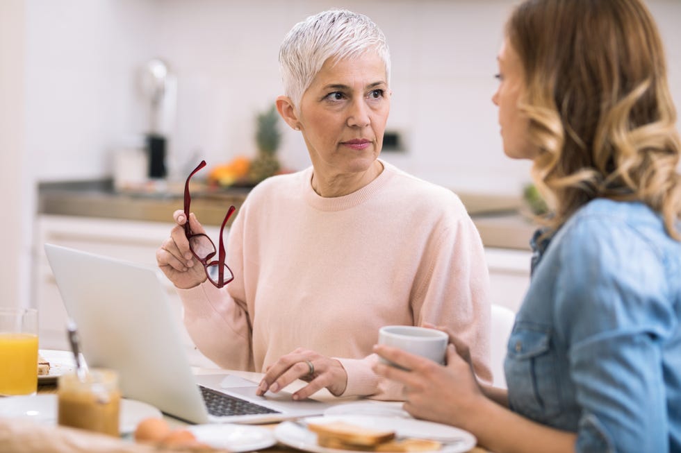 woman talking to her adult daughter