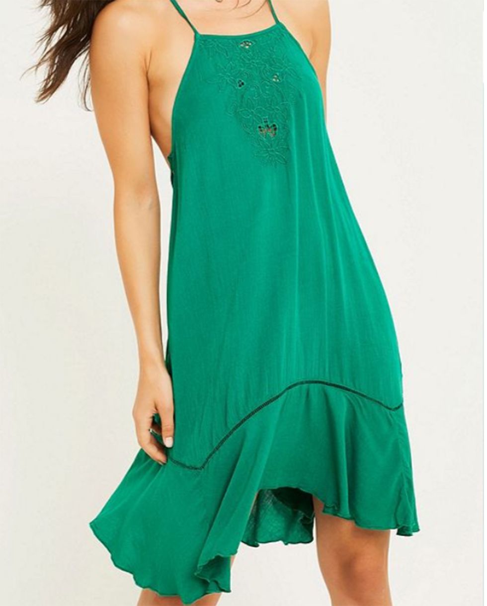 Clothing, Dress, Green, Day dress, Turquoise, Teal, Aqua, Neck, Cocktail dress, Cover-up, 