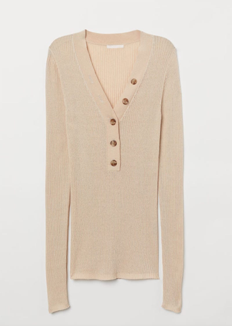 Clothing, Outerwear, Sweater, Cardigan, Beige, Sleeve, Top, Neck, Button, Jersey, 