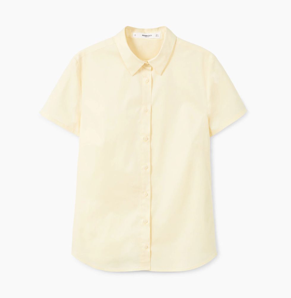 Clothing, White, Sleeve, Collar, Yellow, Beige, Shirt, Button, Blouse, T-shirt, 