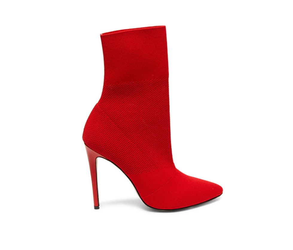 Footwear, High heels, Shoe, Red, Boot, Suede, Leather, Joint, Leg, Basic pump, 