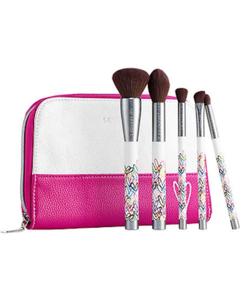 Brush, Makeup brushes, Pink, Cosmetics, Beauty, Eye, Magenta, Fashion accessory, Tool, Pencil case, 