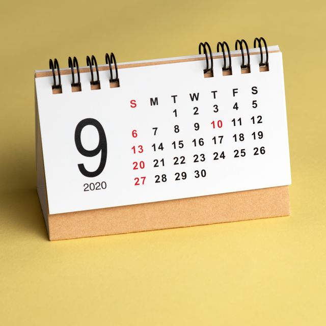 september calendar on yellow background
