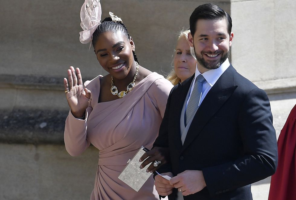 serena williams and her husband alexis ohanian arrive for the wedding ceremony of britain's prince harry, duke of sussex and us actress meghan markle at st george's chapel