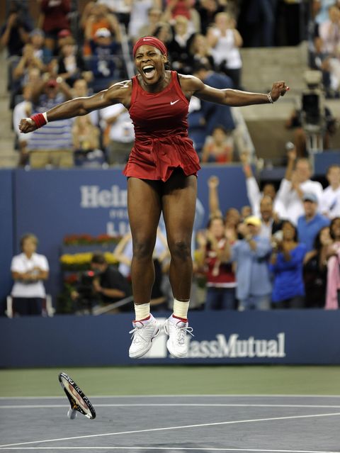 Serena Williams of the US (4) jumps in t