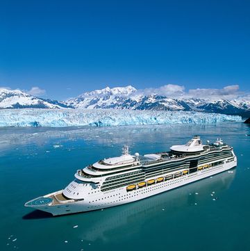 aerial, ship image, side with hubbard glacier, alaska, radiance class, boat, glacier, serenade of the seas, sr, radiance class, ship exteriors