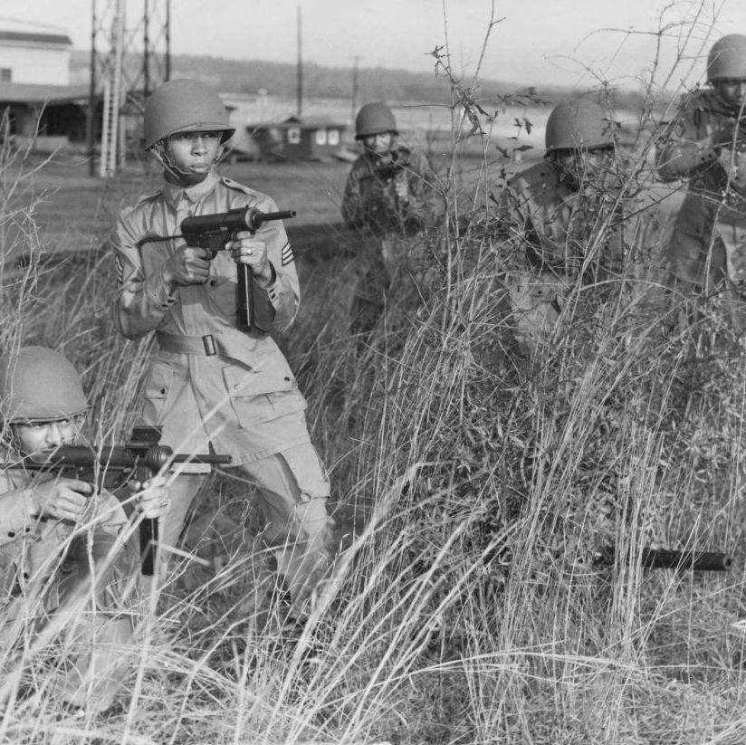 sergeant clarence beavers and other members of the ﻿555th parachute infantry battalion ﻿during a training exercise in 1944 at fort benning georgia