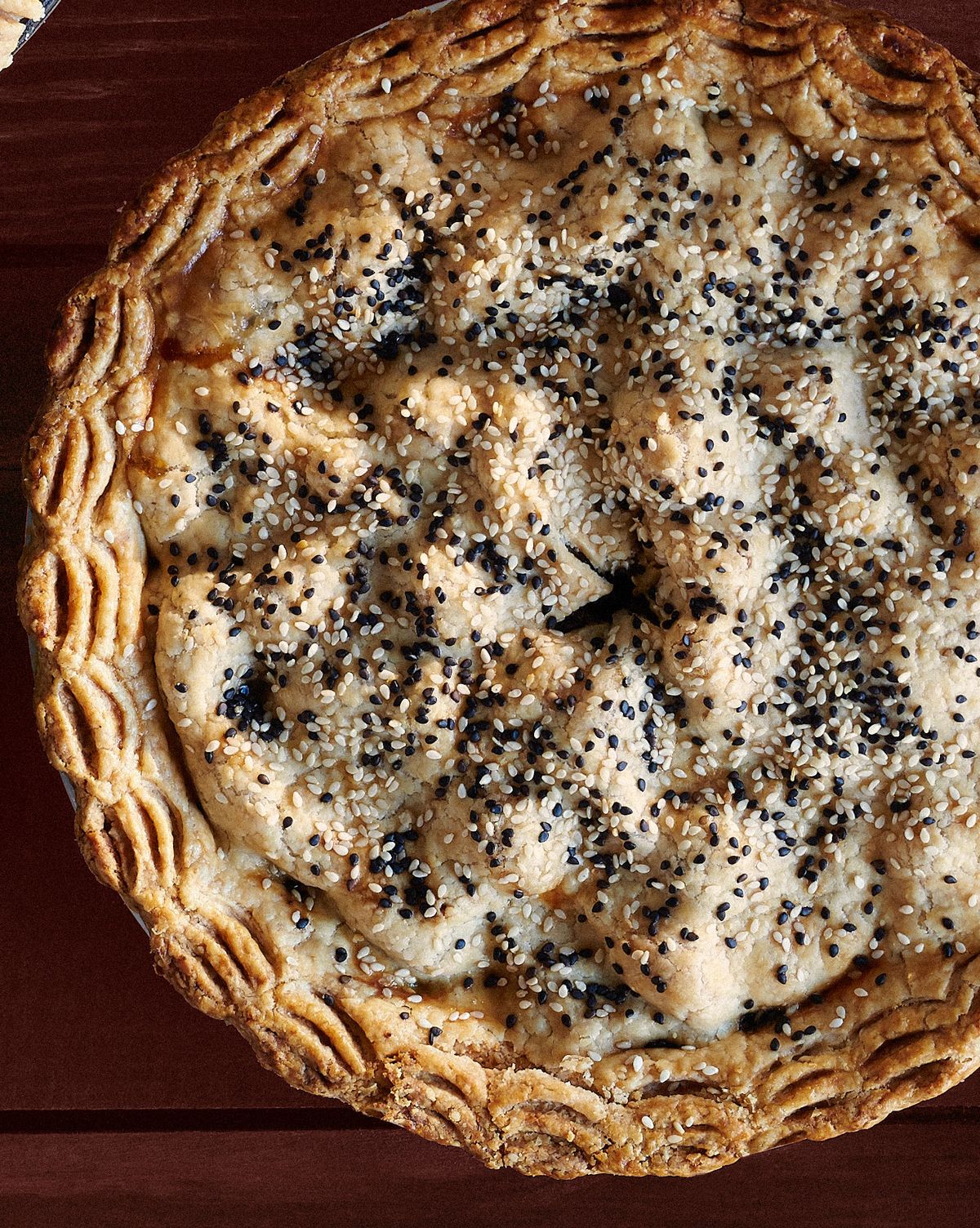 pear, date, and sesame pie