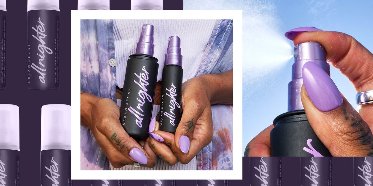 hands holding urban decay all nighter setting spray