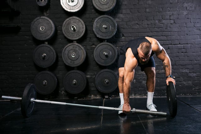 Barbell with bumper online plates