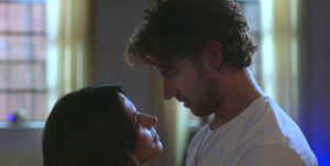sexlife l to r sarah shahi as billie connelly and adam demos as brad simon in episode 106 of sexlife cr courtesy of netflix © 2021