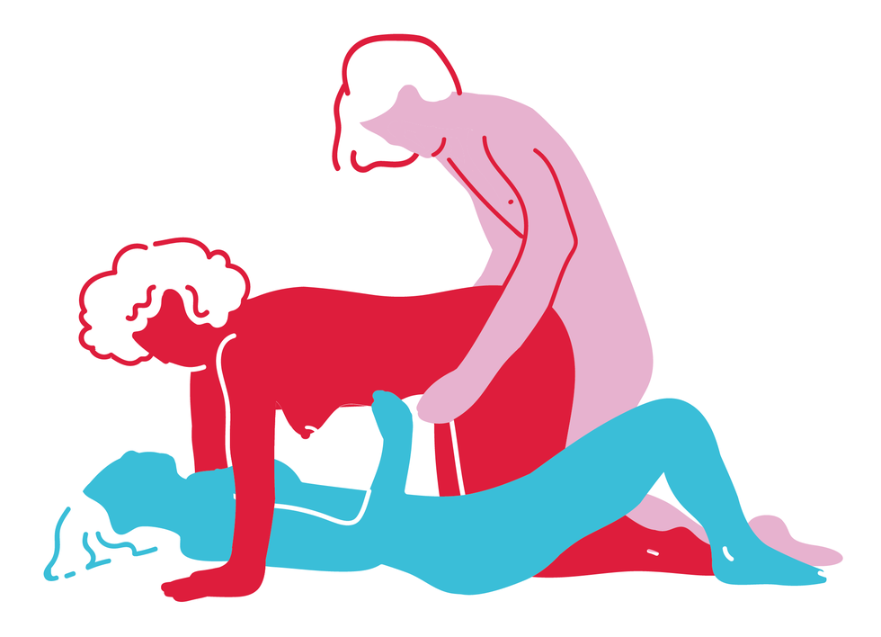 oral penetrative train threesome sex position