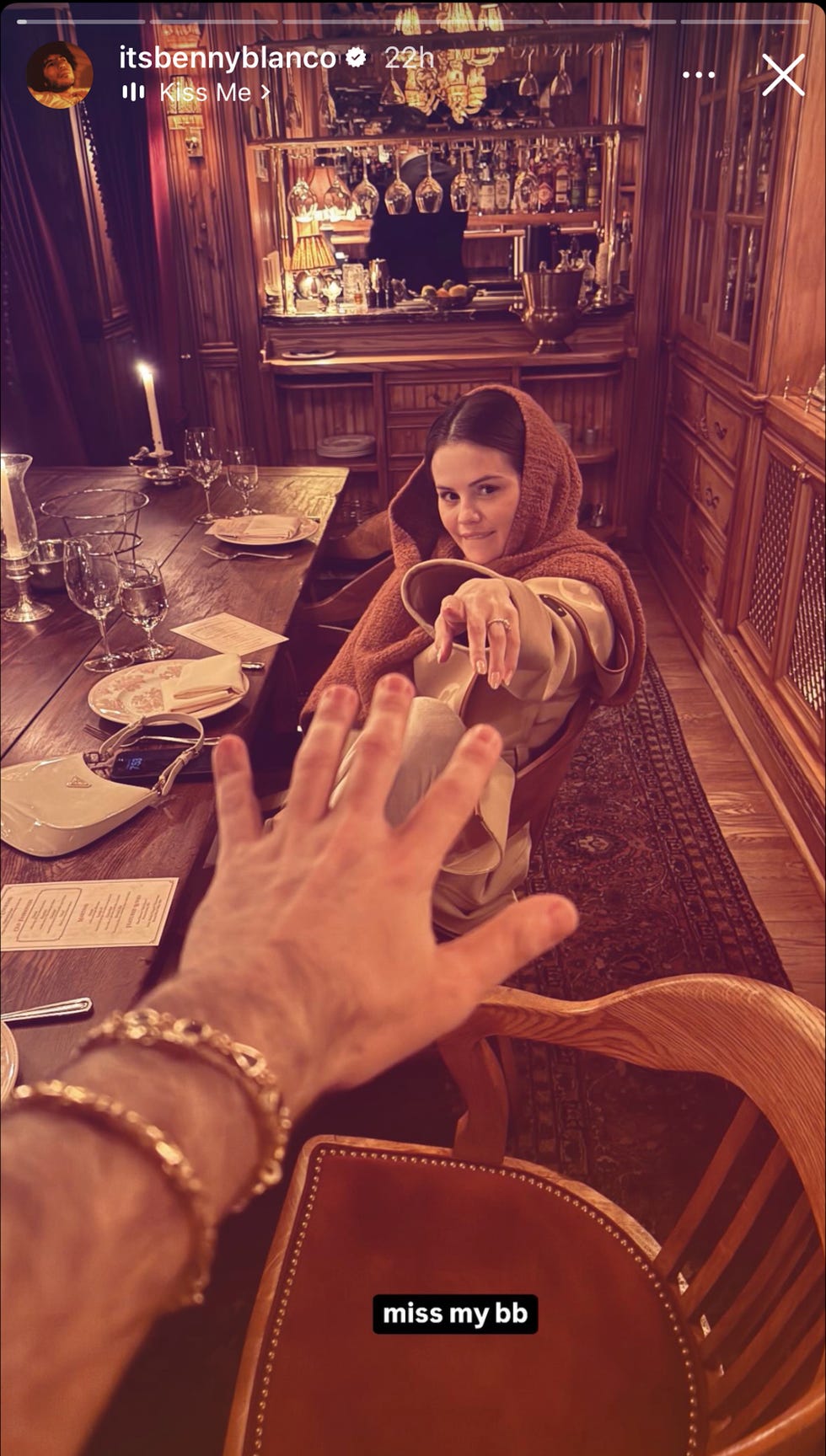 intimate moment captured during a dinner setting