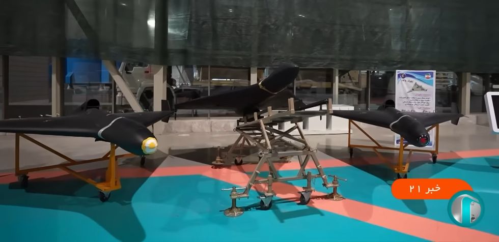 three different variants of shahed 238 jet powered kamikaze drones on display in tehran