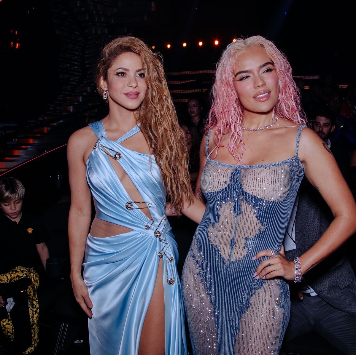 Shakira flaunts her physique in a racy corset dress as she joins glam  Rosalia, Anitta and Karol G on red carpet at the Latin Grammy Awards in  Spain