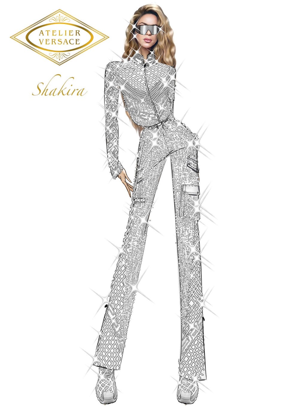 Fashion sketches of stylish outfits designed by Atelier Versace