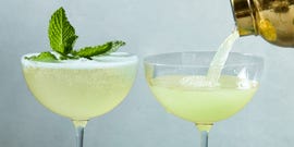 minty green drink topped with mint