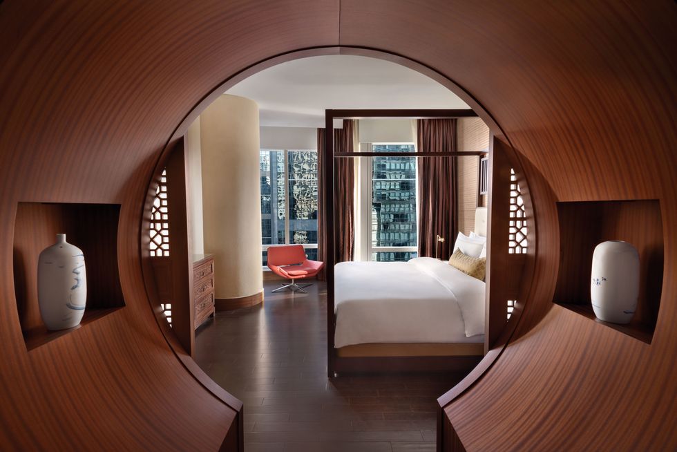 the interior of a suite in the shangrila hotel in toronto