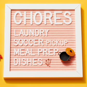 pink letter board chore chart