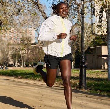 a person running glitter-detail on a path