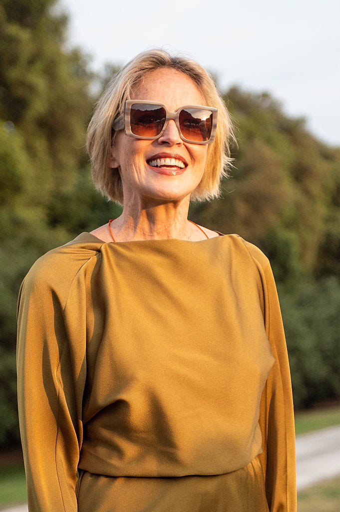 sharon stone white lotus bob makeover