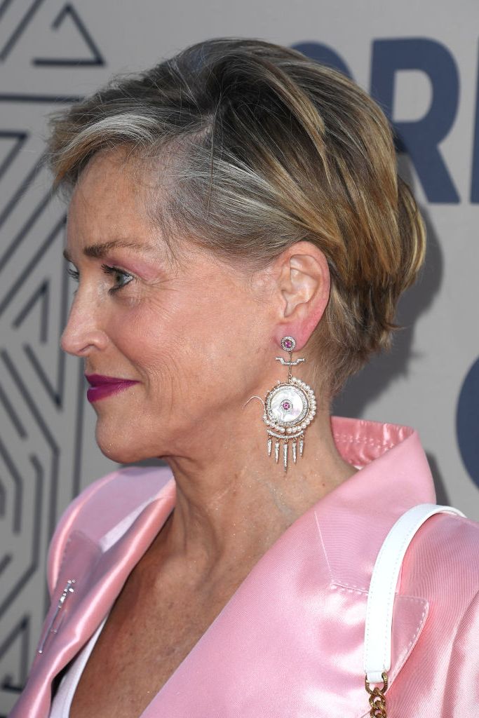 hairstyles for women over 50 sharon stone with a choppy pixie