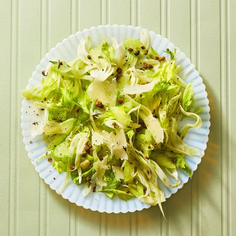 shaved fennel and celery salad on a plate