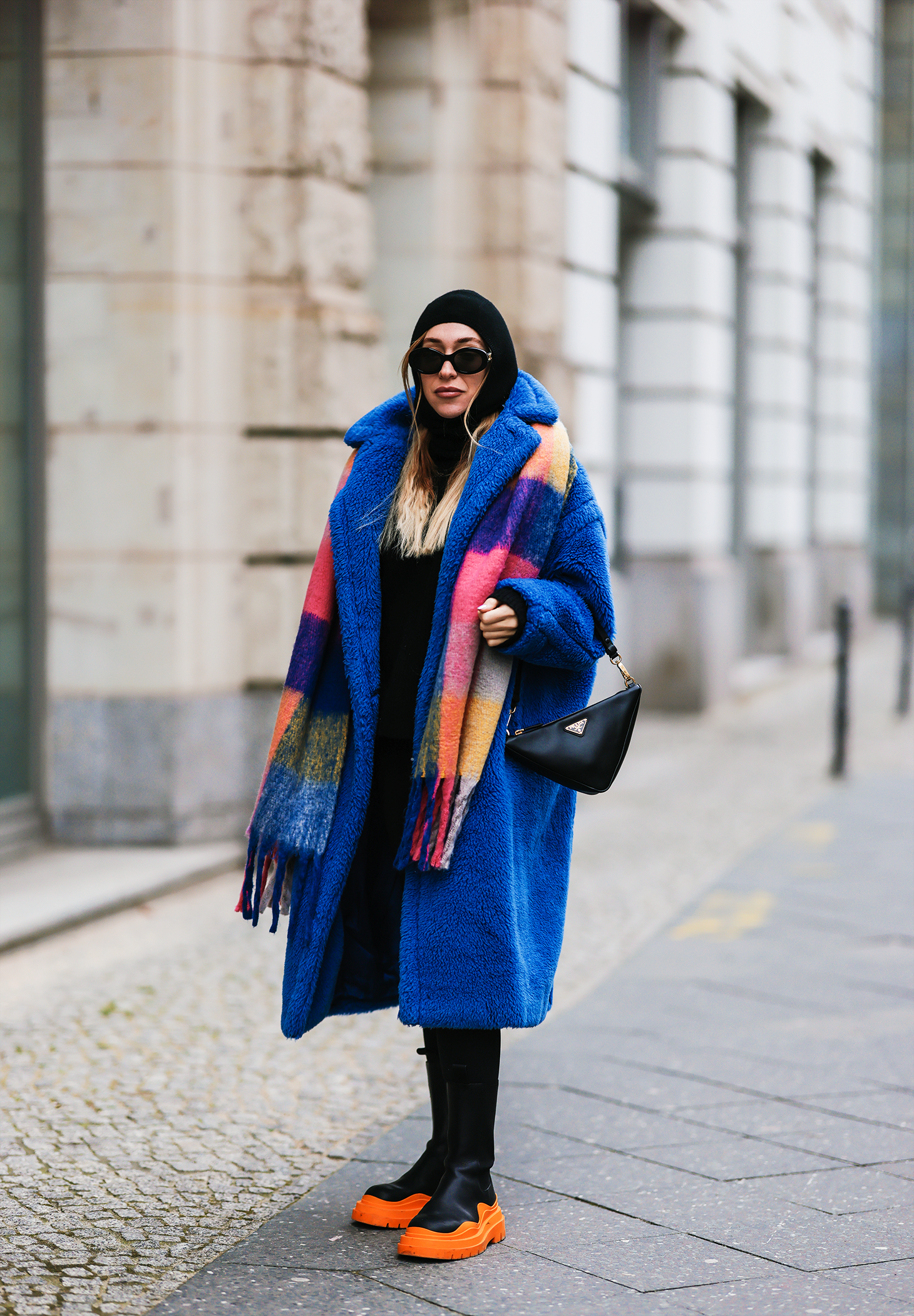 Chunky Knitted Scarf + Cream Snow Boots