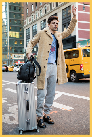 Street fashion, Photograph, Yellow, Fashion, Suit, Snapshot, Standing, Street, Outerwear, Blazer, 