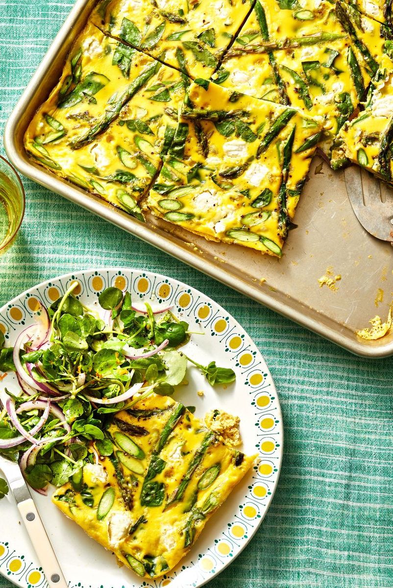 asparagus frittata with a side of green salad