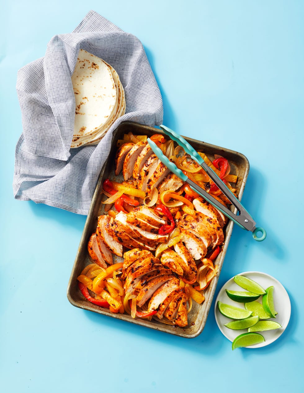 chicken fajitas in a sheet pan