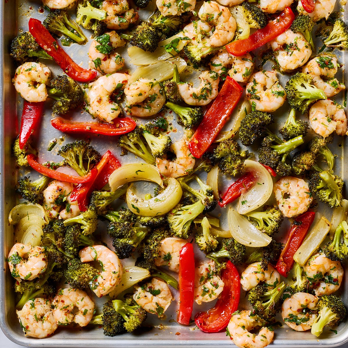 Sheet-Pan Garlicky Shrimp & Veggies Makes Dinner Cleanup A Breeze