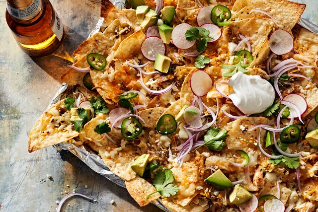 green chile chicken nachos