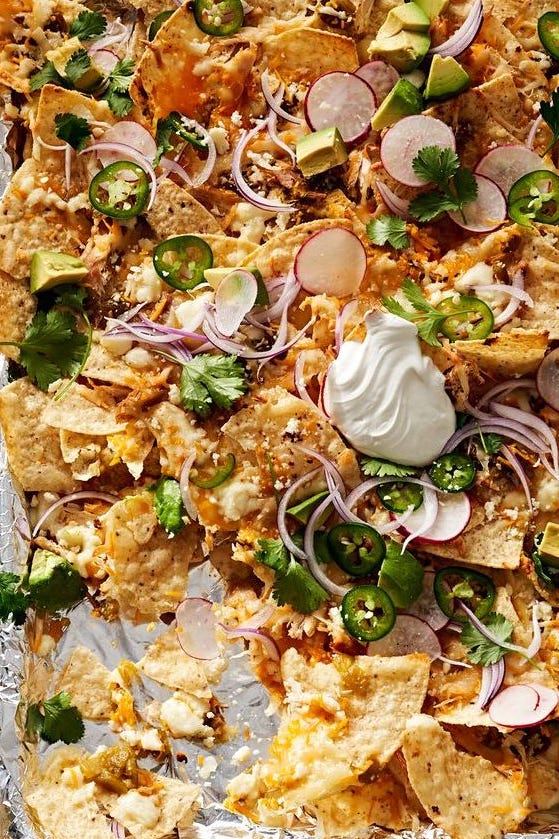 Sheet-Pan Green Chile Chicken Nachos sheet pan green chile chicken nachos