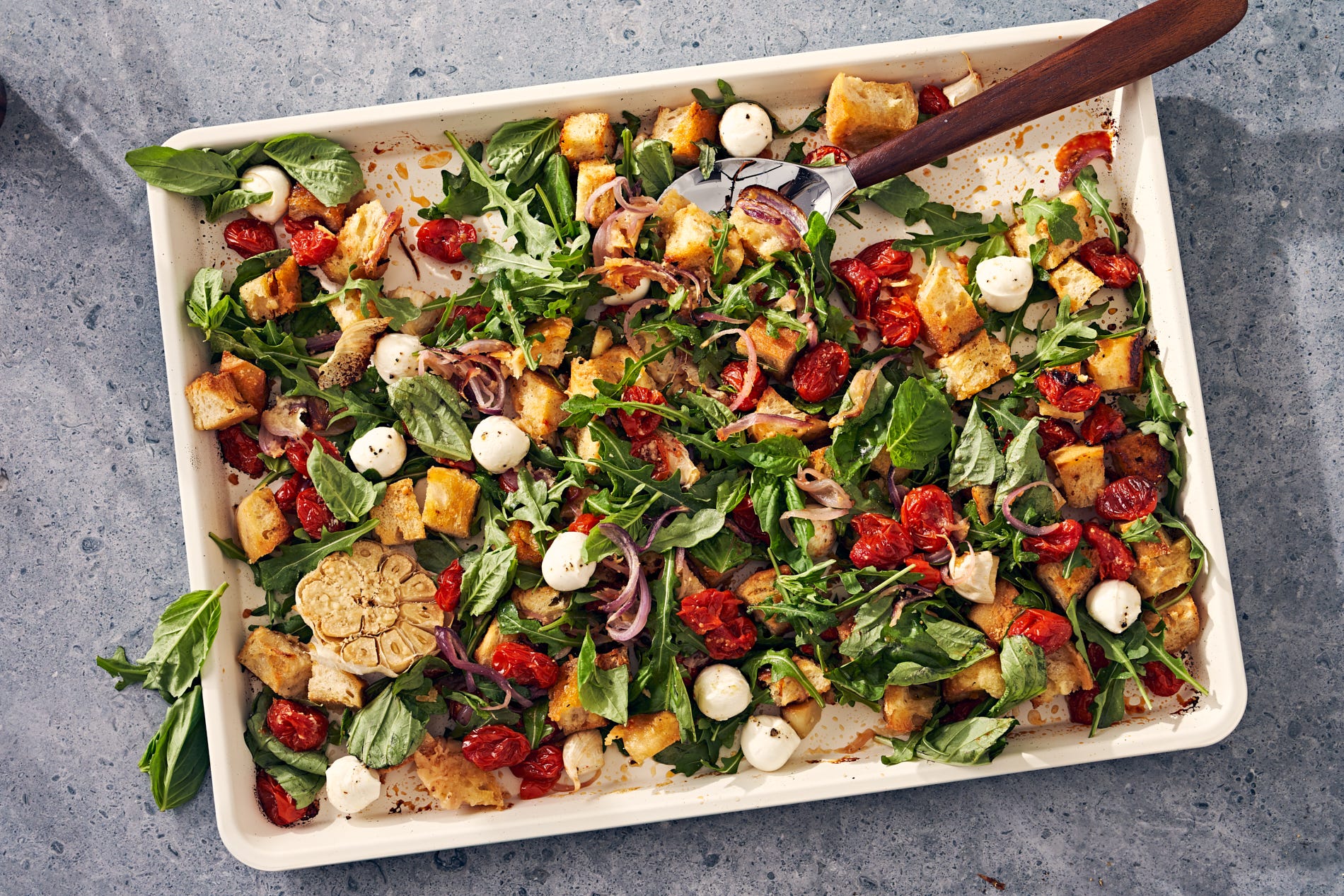 Sheet-Pan Panzanella Is Basically Croutons For Dinner And We Love It