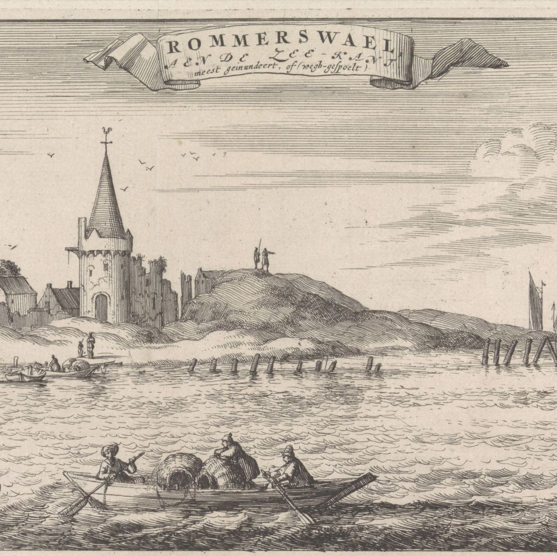 reimerswaal, ook wel rommerswael genoemd, gezien vanaf zee